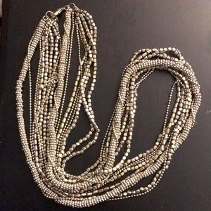 Multi Chain Necklace-Silver/Gray